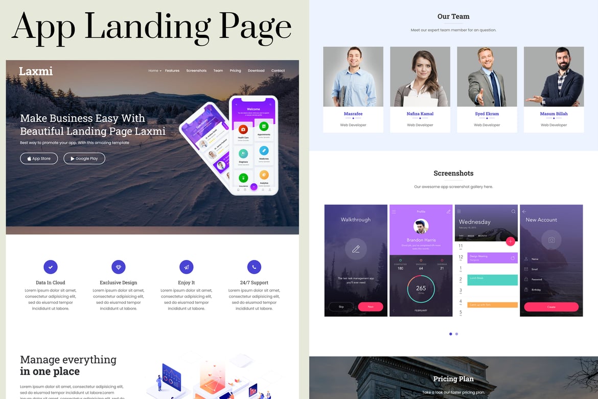 Laxmi - Template Website Landing Page Aplikasi Responsif yang Menarik