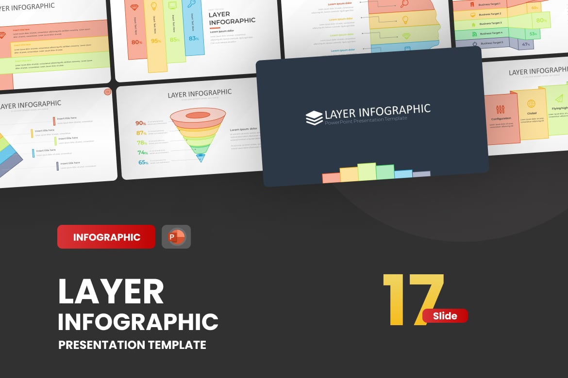 Template PowerPoint Infografis Berlapis yang Menarik