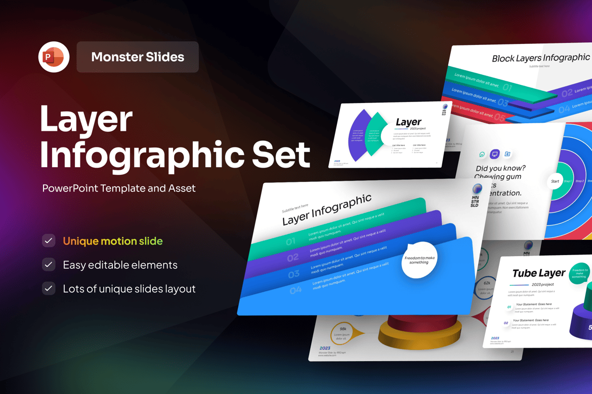 Template PowerPoint Infografis Berlapis yang Menarik