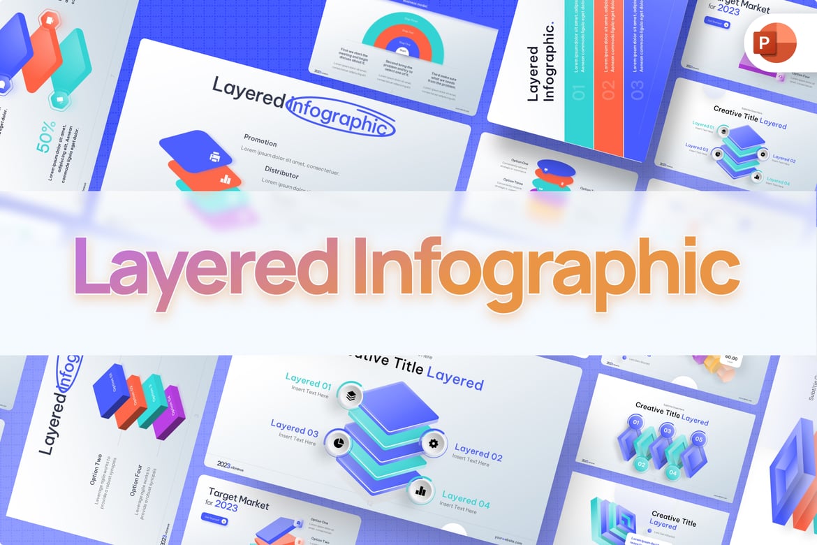 Template PowerPoint Infografis Berlapis yang Menarik