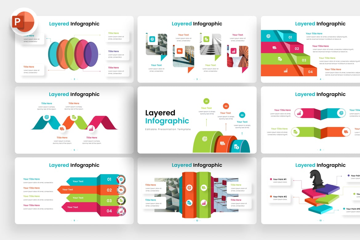 Template Infografis PowerPoint Berlapis yang Menarik