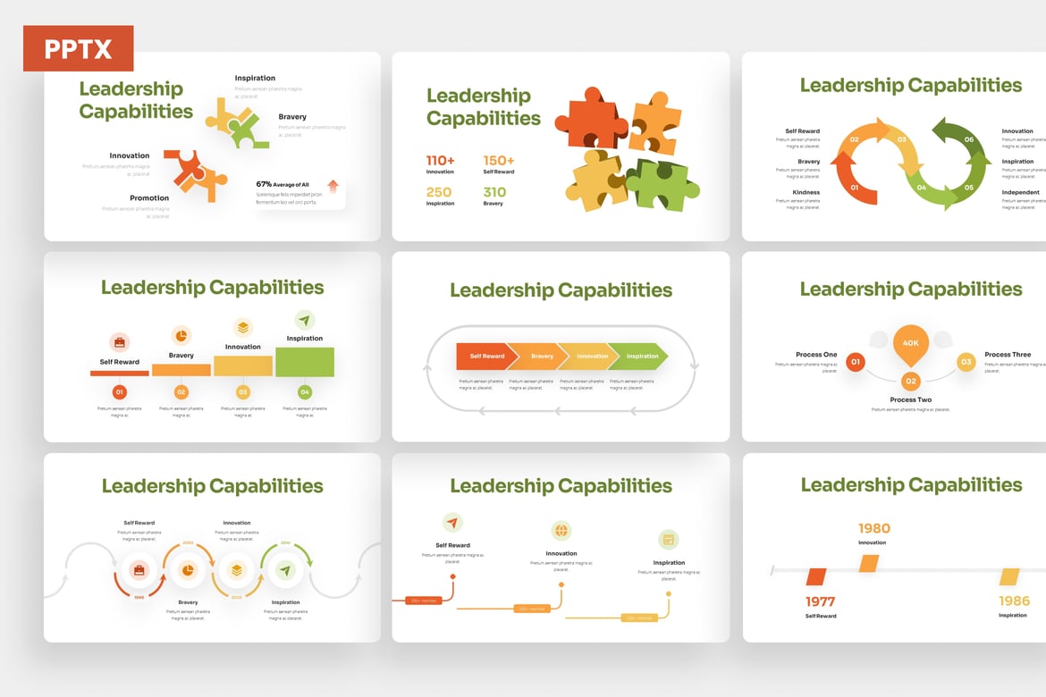 Template PowerPoint Infografis Kemampuan Kepemimpinan yang Menarik