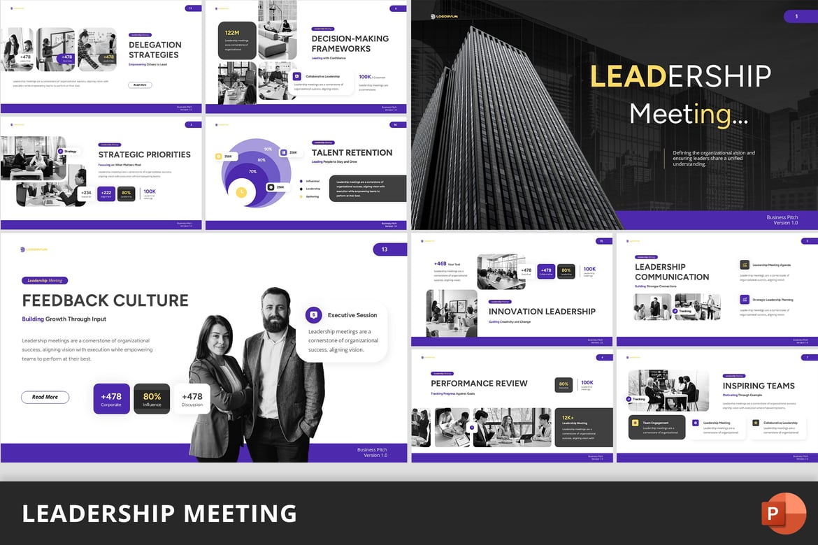 Template PowerPoint Rapat Kepemimpinan yang Profesional dan Modern