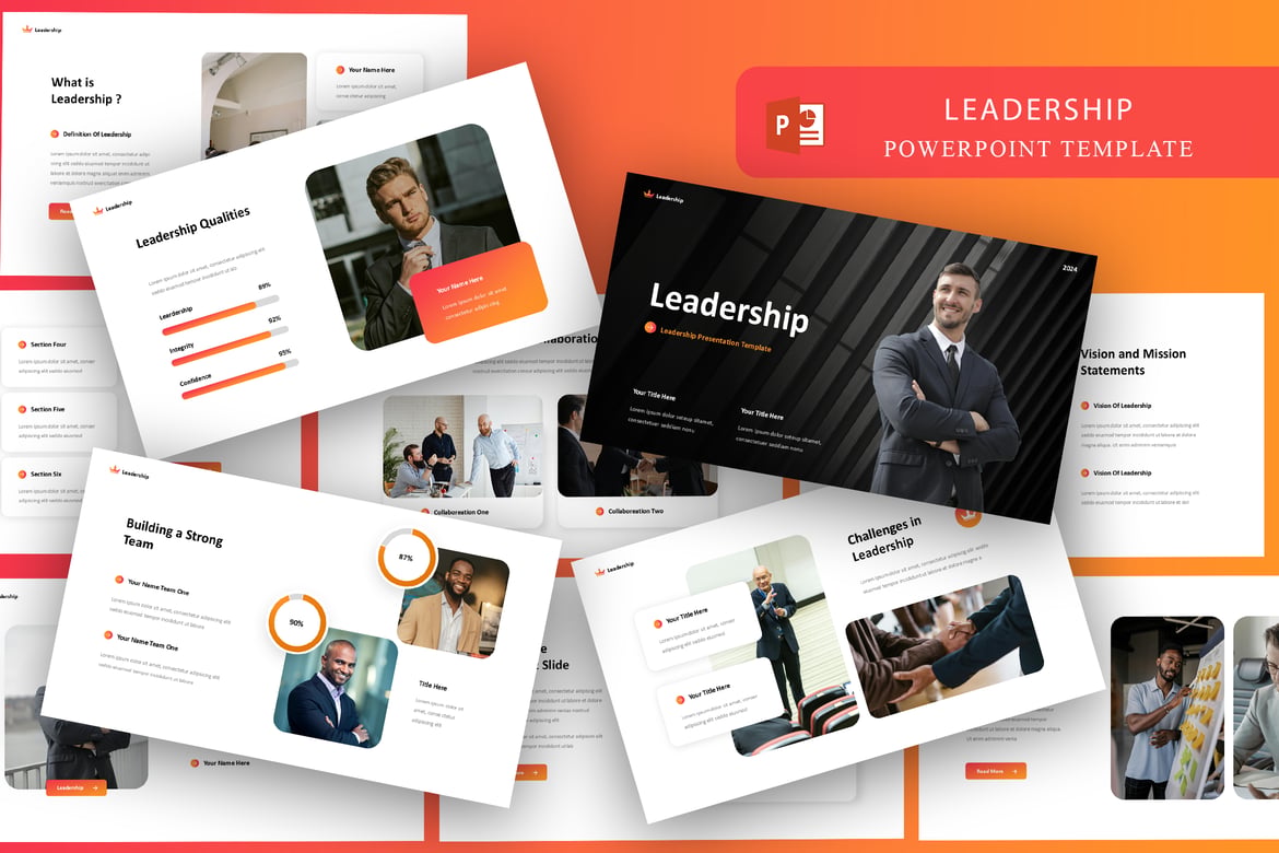 Template PowerPoint Kepemimpinan yang Mengesankan