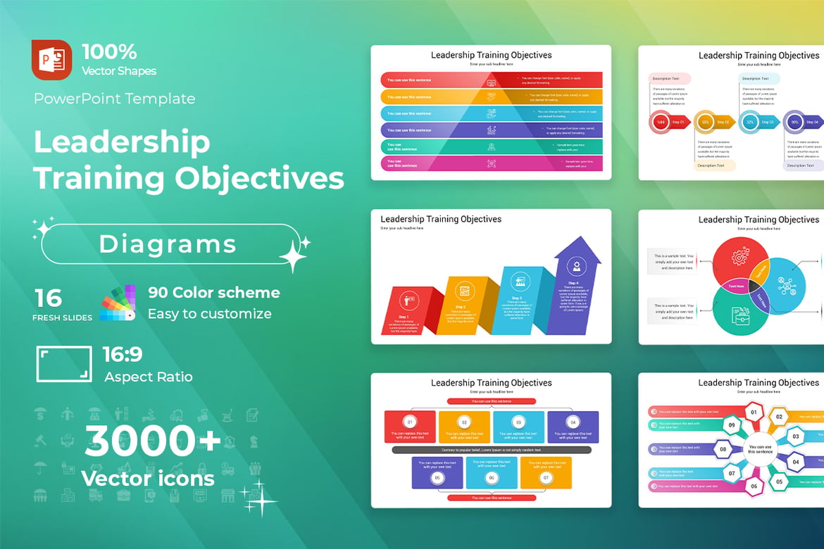 Template PowerPoint Diagram Tujuan Pelatihan Kepemimpinan yang Menarik