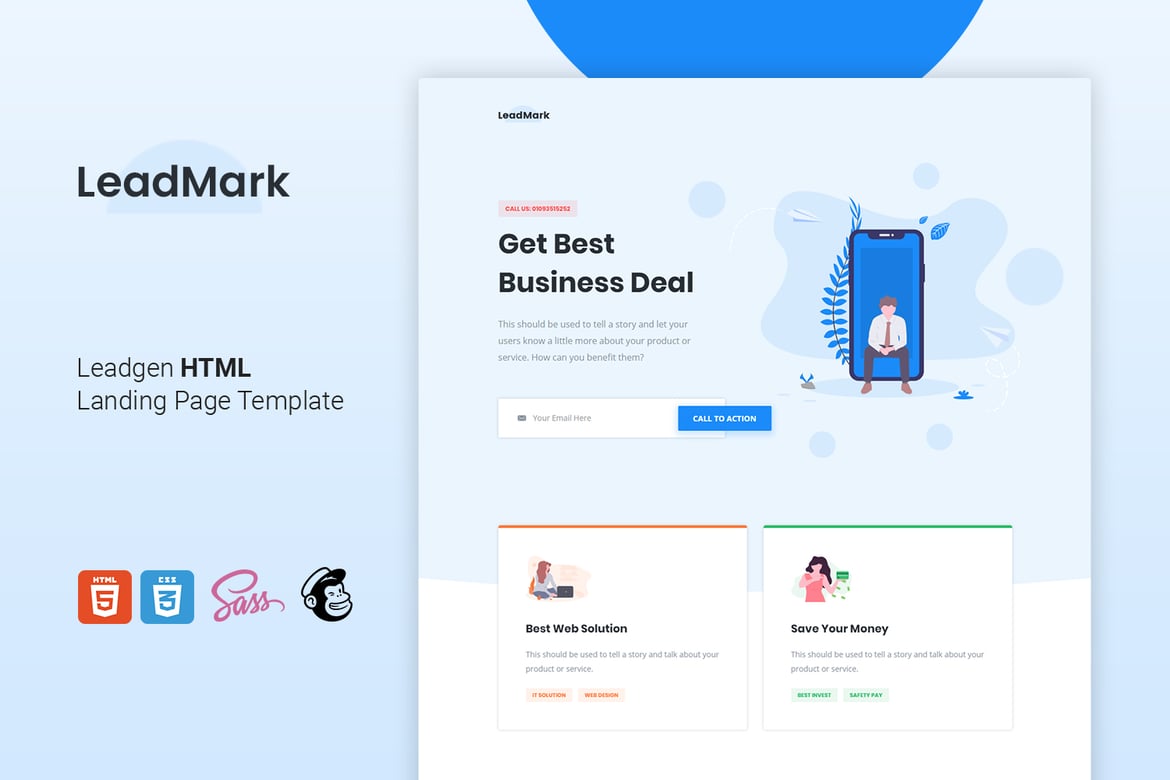 LeadMark - Template Website Landing Page HTML untuk Generasi Lead