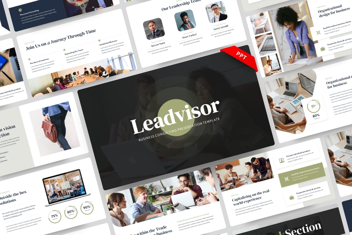 Template Presentasi PowerPoint Leadvisor untuk Konsultasi Bisnis