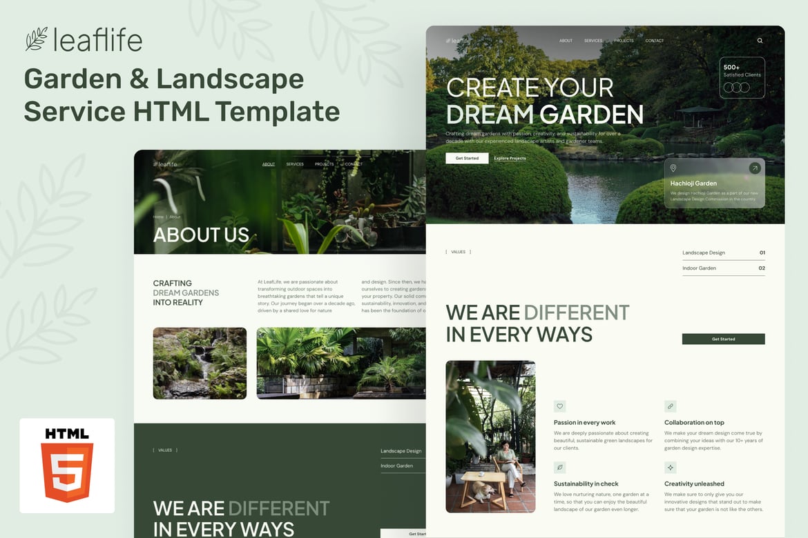Template Website LeafLife - Solusi Profesional untuk Layanan Taman dan Lanskap Anda