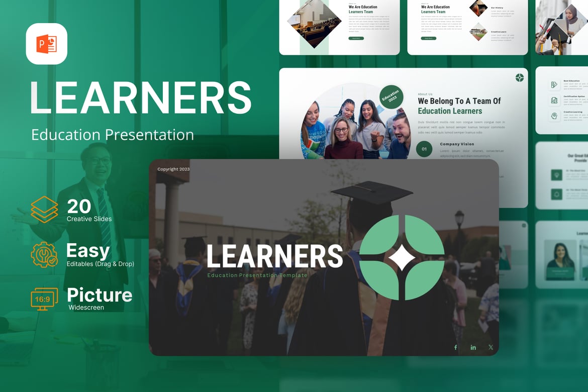 Template Presentasi Pendidikan Leaners – Solusi Kreatif untuk Pembelajaran