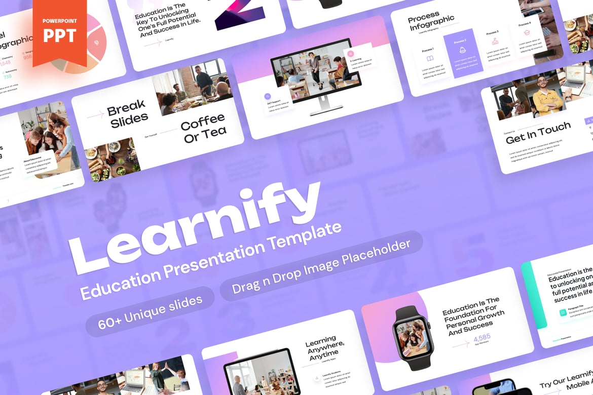 Template PowerPoint Edukasi Learnify - Kembangkan Presentasi Anda