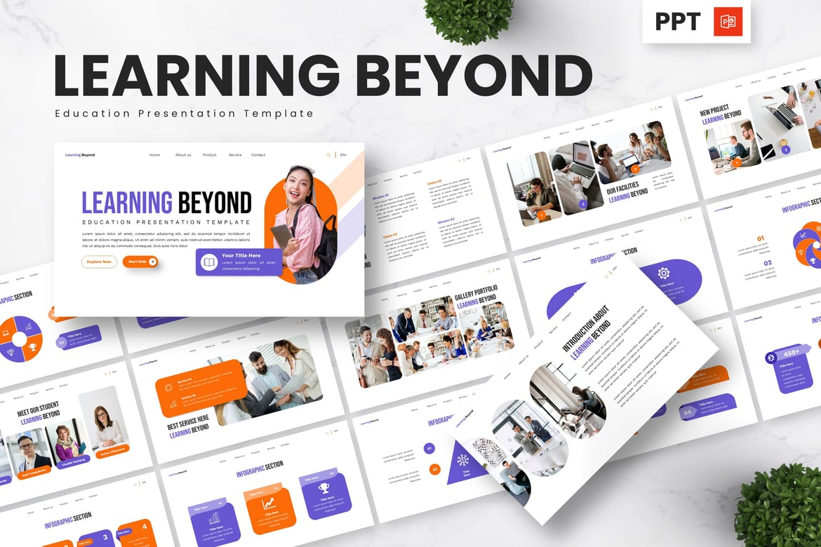 Template Powerpoint Pendidikan - Learning Beyond yang Menarik