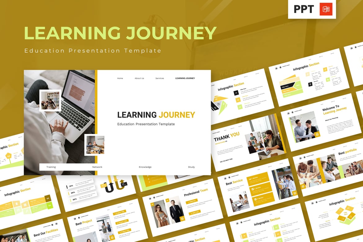 Template Presentasi Pendidikan - Perjalanan Pembelajaran yang Inspiratif
