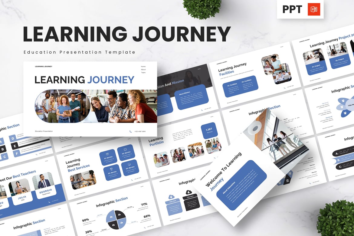 Template Powerpoint Pendidikan - Perjalanan Pembelajaran yang Inspiratif