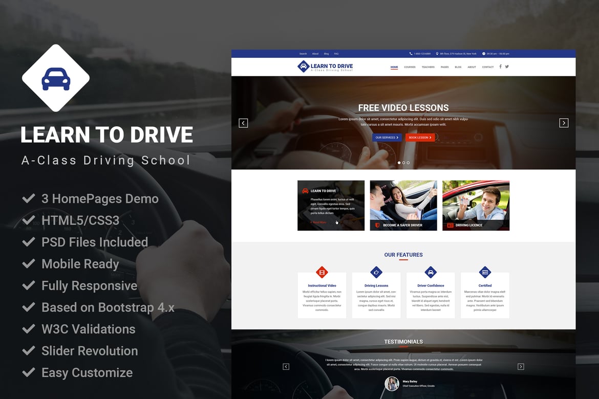 Template Website Sekolah Mengemudi | Belajar Mengemudi dengan Mudah
