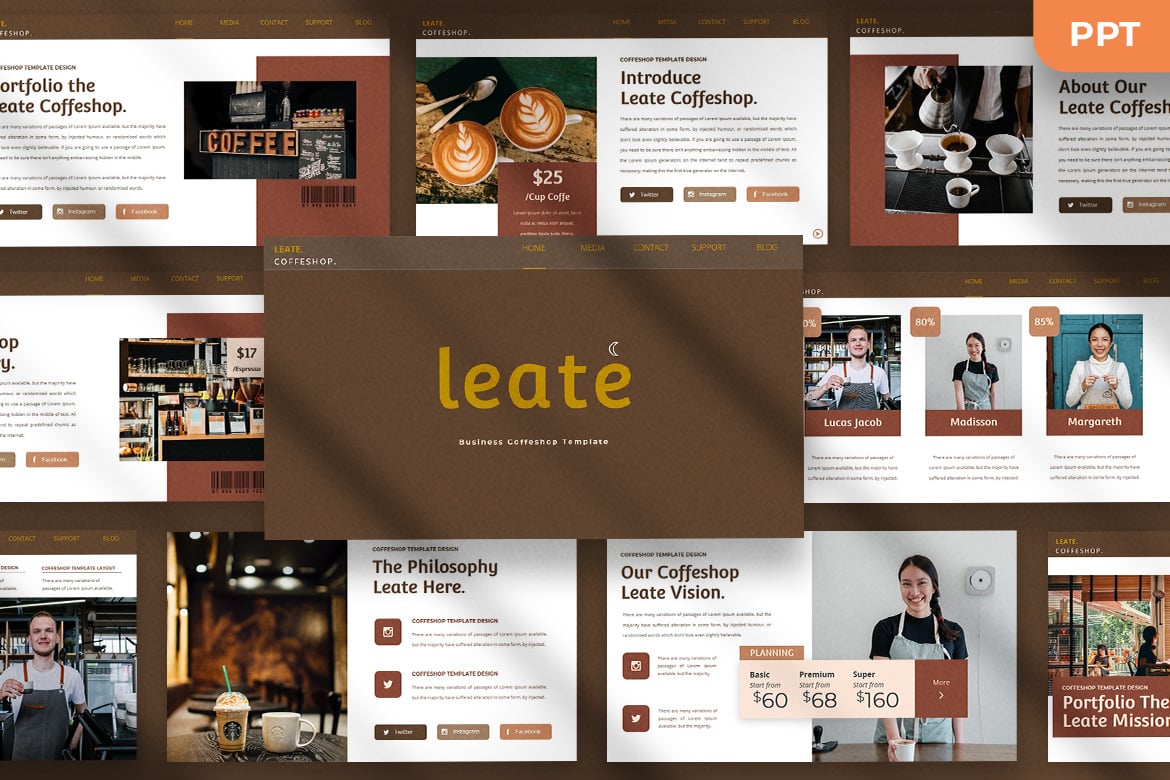 Template Presentasi PowerPoint Leate - Modern dan Profesional