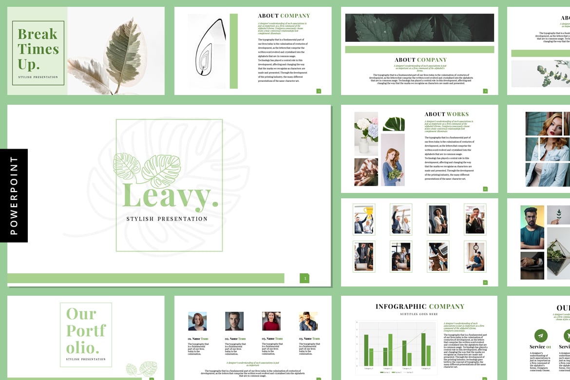 Leavy - Template PowerPoint Estetik dan Modern
