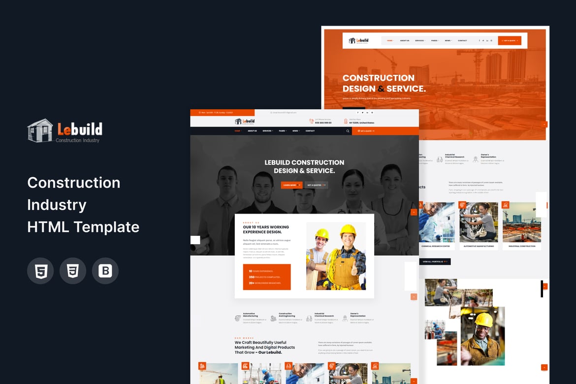 Lebuild - Template Website untuk Perusahaan Konstruksi dan Industri