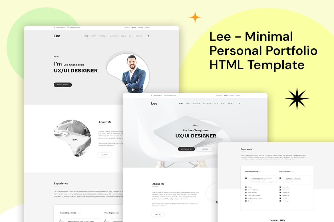 Lee - Template Website Portofolio Pribadi Minimalis