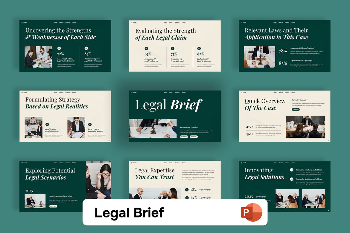 Template PowerPoint untuk Ringkasan Hukum yang Profesional