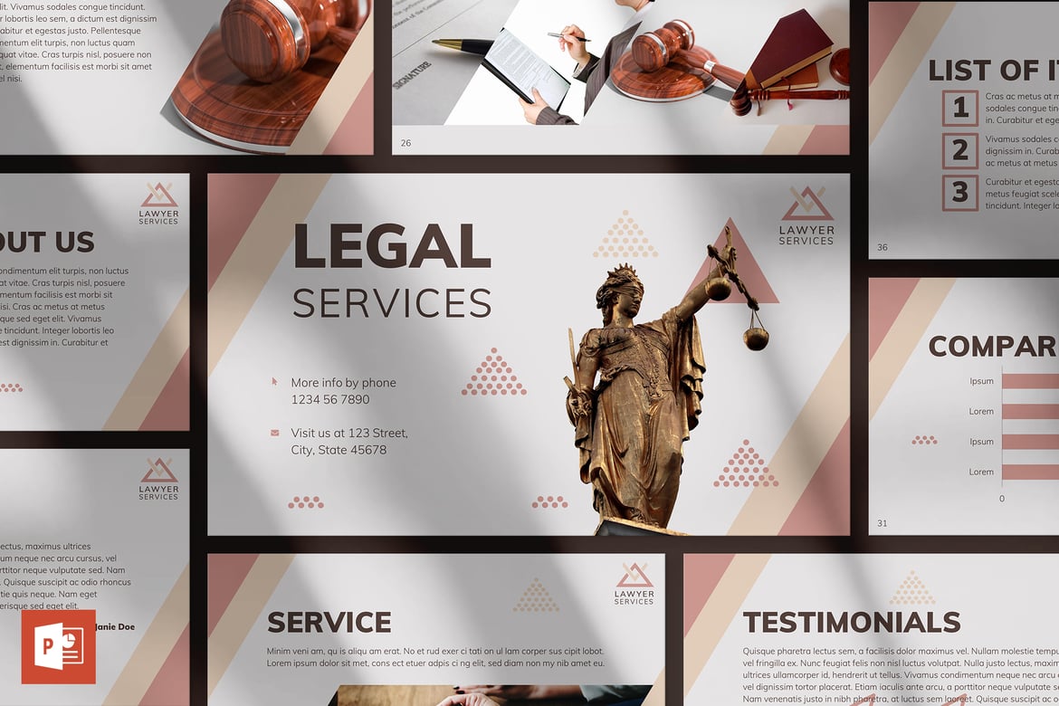 Template Presentasi PowerPoint Layanan Hukum yang Menarik