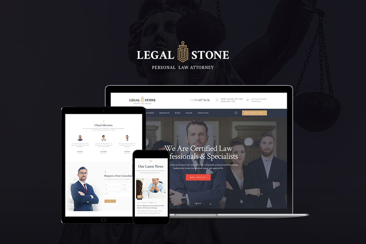 Tema WordPress Pengacara Legal Stone yang Responsif dan Modern