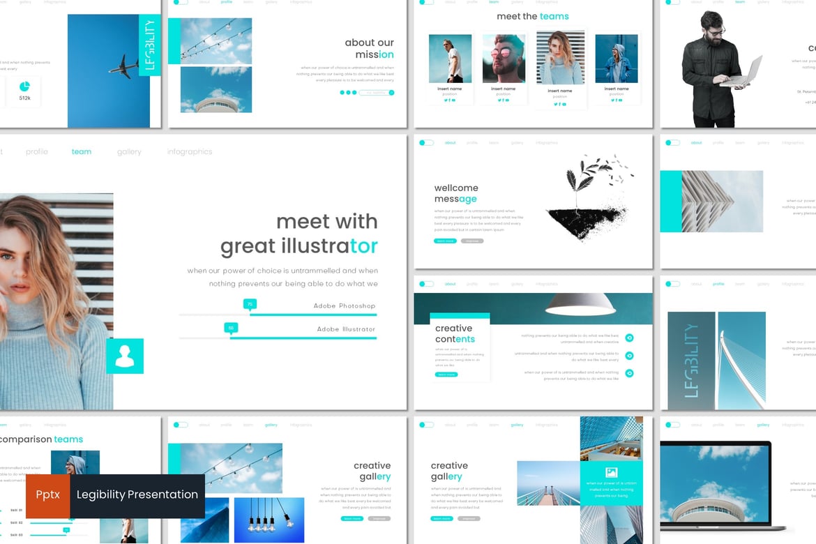 Template PowerPoint Legibilitas yang Menarik dan Kreatif