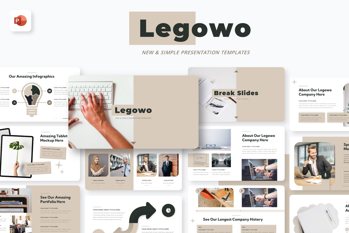 Template PowerPoint Bisnis Legowo yang Sederhana dan Menarik