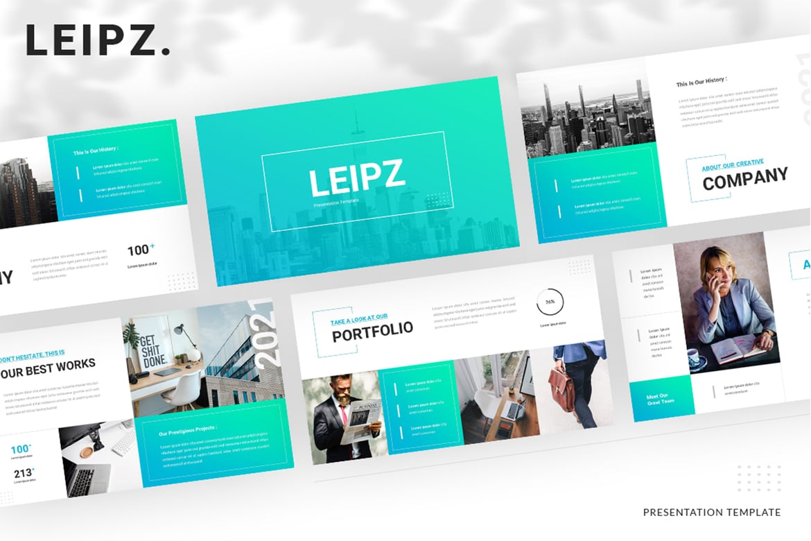 Template Presentasi PowerPoint Kreatif Leipz untuk Bisnis Anda