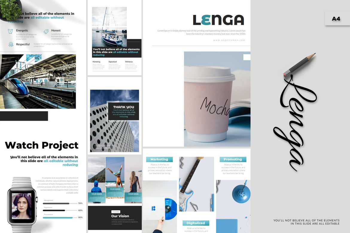 Template Presentasi Lenga - A4 Powerpoint yang Kreatif dan Profesional