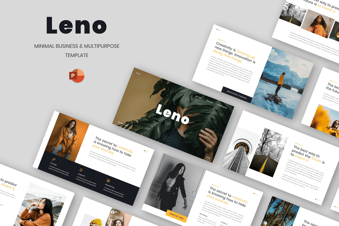 Leno - Template PowerPoint Bisnis Minimalis & Multipurpose