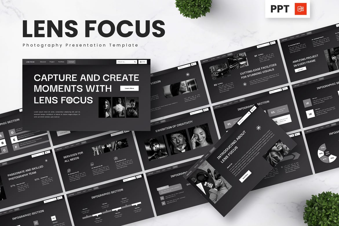 Template Presentasi Fotografi - Lens Focus yang Menarik dan Profesional