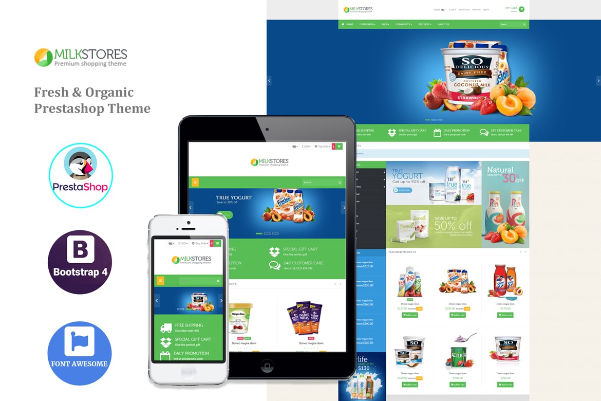 Template Website Leo Milk - Tema Prestashop Organik untuk Toko Susu