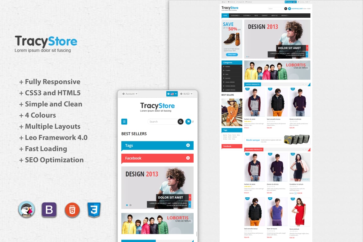 Template Website Fashion Minimalis Leo Tracy untuk Prestashop