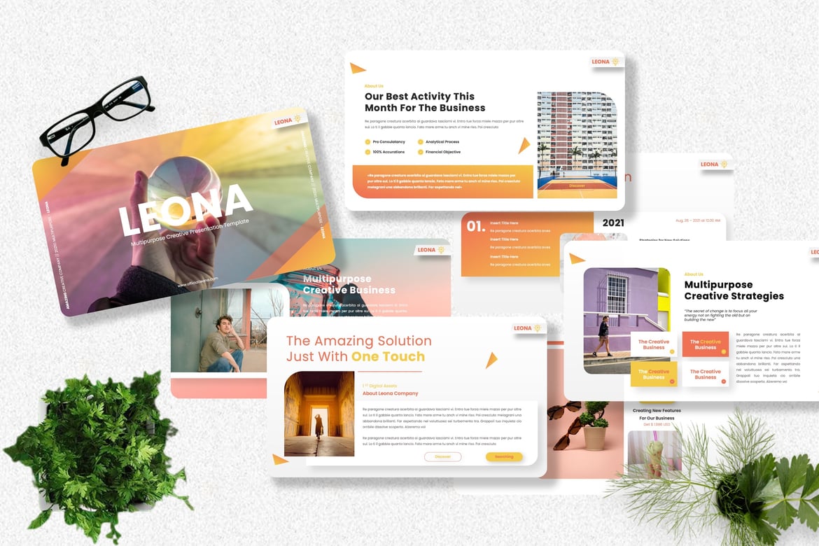 Leona - Template Powerpoint Kreatif Serbaguna untuk Presentasi Anda