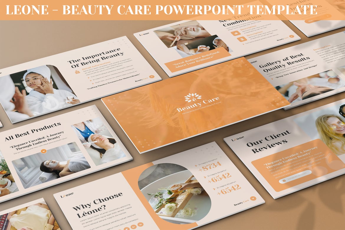 Leone - Template PowerPoint Perawatan Kecantikan yang Elegan