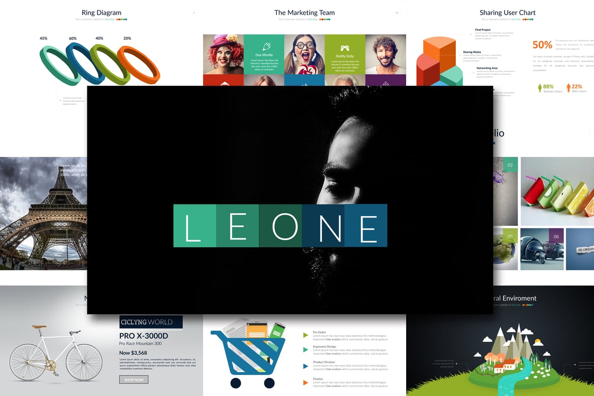 Template PowerPoint Leone - Presentasi Kreatif dan Profesional