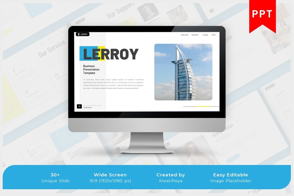 Lerroy - Template PowerPoint untuk Pemasaran Bisnis yang Menarik
