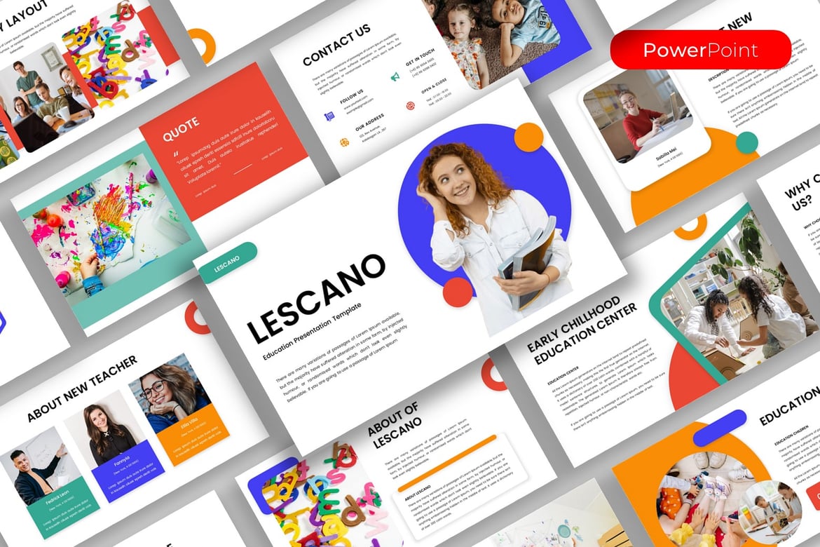 Template Presentasi Pendidikan Lescano - PowerPoint Kreatif dan Profesional