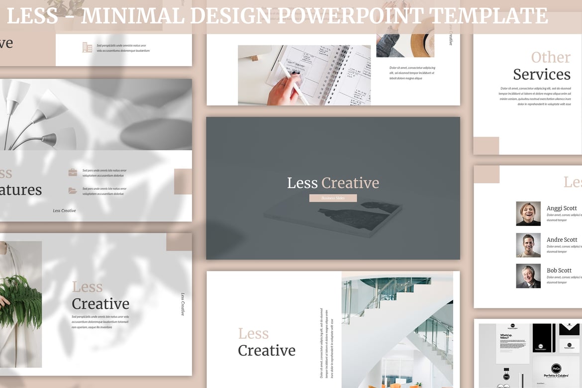 Template Presentasi Powerpoint Desain Minimalis Less yang Elegan