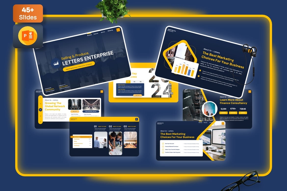 Template Presentasi PowerPoint Letters untuk Pemasaran yang Menarik