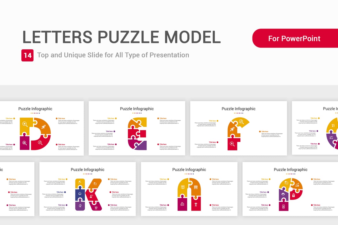Template Presentasi PowerPoint Puzzle Huruf yang Menarik