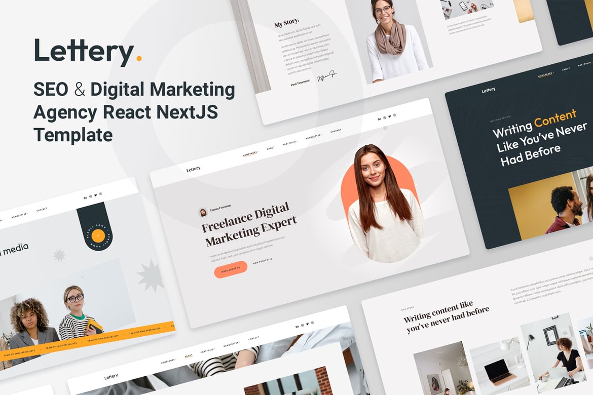 Template Website Lettery - Agensi Pemasaran Digital Modern dengan React Next.js