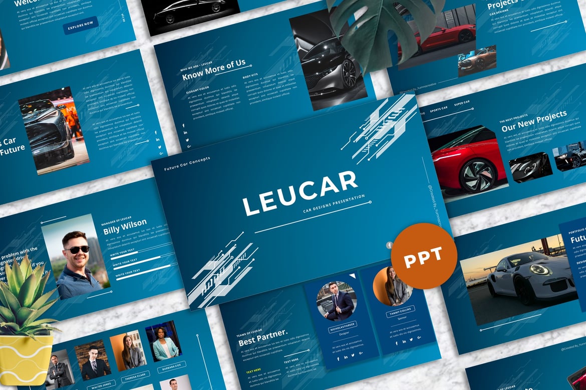 Template Presentasi Mobil Leucar - PowerPoint yang Menarik