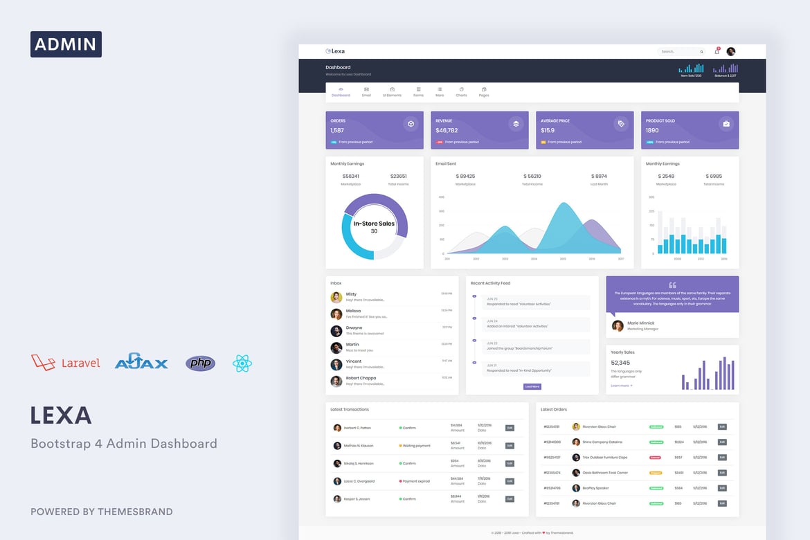 Lexa - Template Admin Responsif dan Dashboard Modern