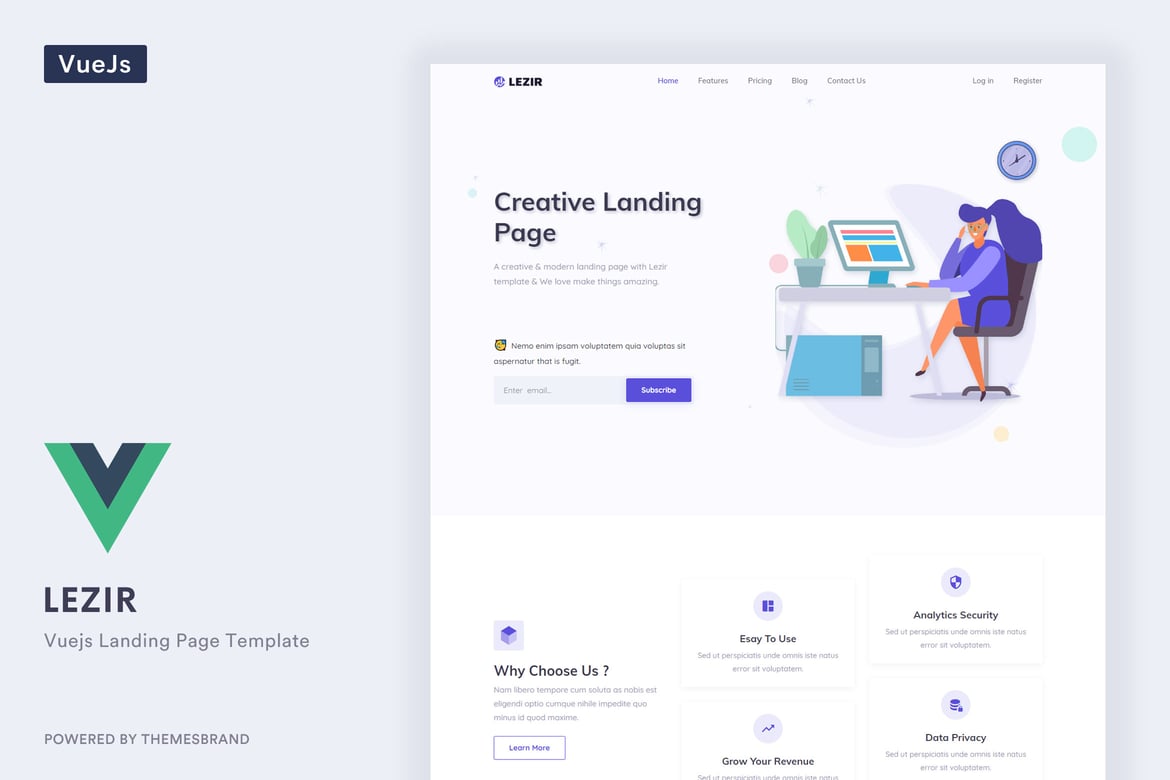 Lezir - Template Website Landing Page Vuejs yang Responsif