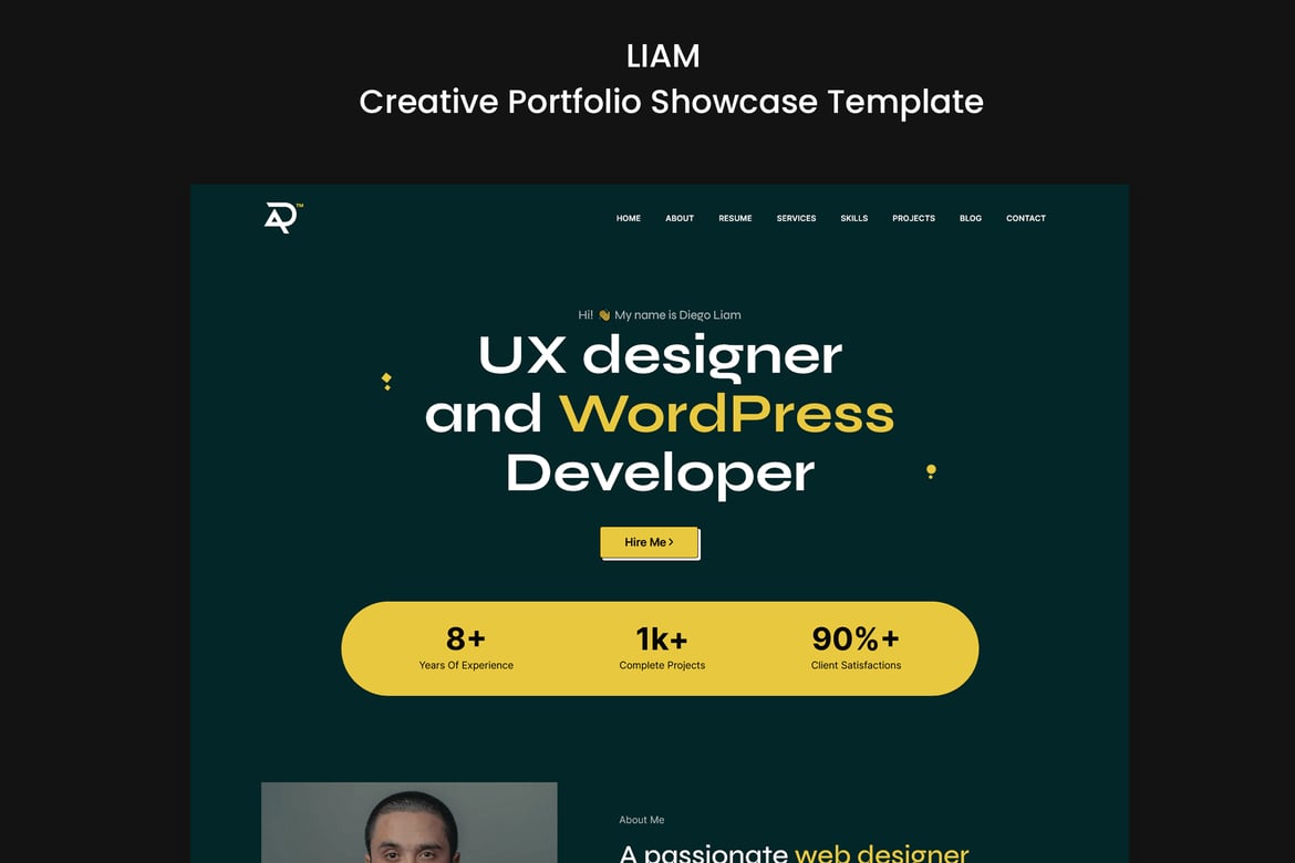Liam - Template Website Portofolio Kreatif yang Menarik