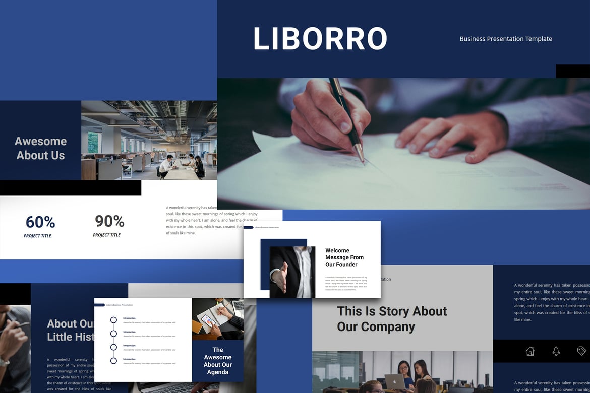Template PowerPoint Bisnis Liborro yang Menarik dan Serbaguna