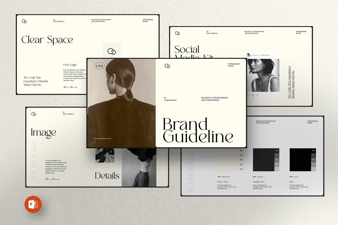 Template PowerPoint Pedoman Merek Lica yang Menarik dan Profesional