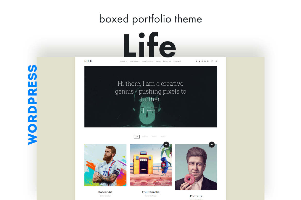 Tema WordPress Portofolio Boxed yang Menawan - Life