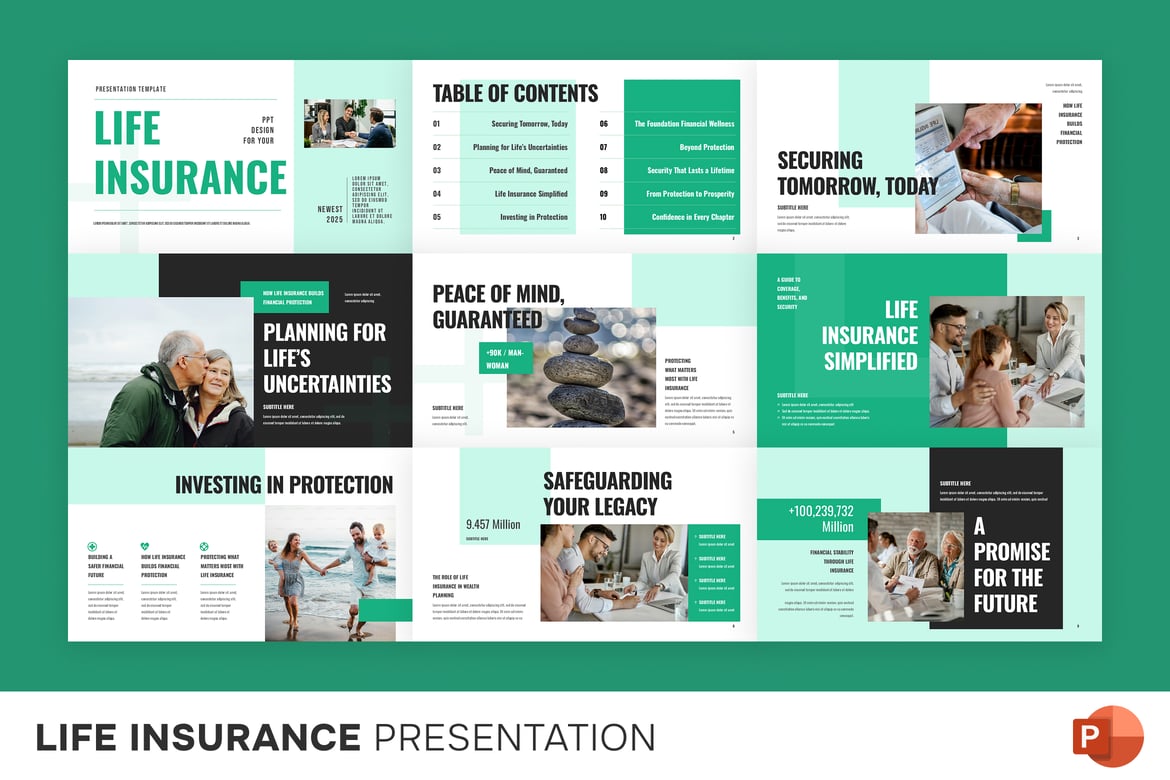 Template Presentasi PowerPoint Asuransi Jiwa yang Menarik dan Profesional
